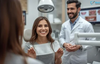 Cosmetic Dentistry Cost Roswell GA patient discussing smile results