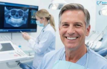 Smiling patient in clinic for Dental Implants Full Mouth Roswell care